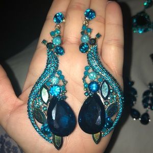 Blue Pageant Prom Earrings